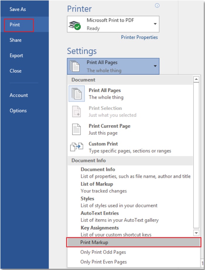 How to Print a Document Without Comments or Markup in Word