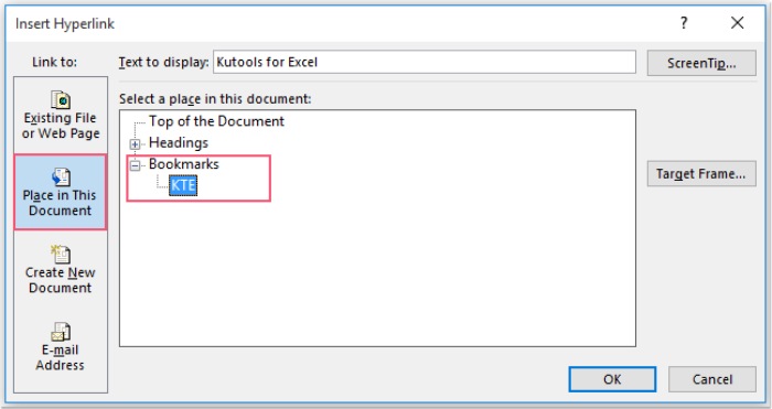 How to create a hyperlink to a specific location within the same Word document