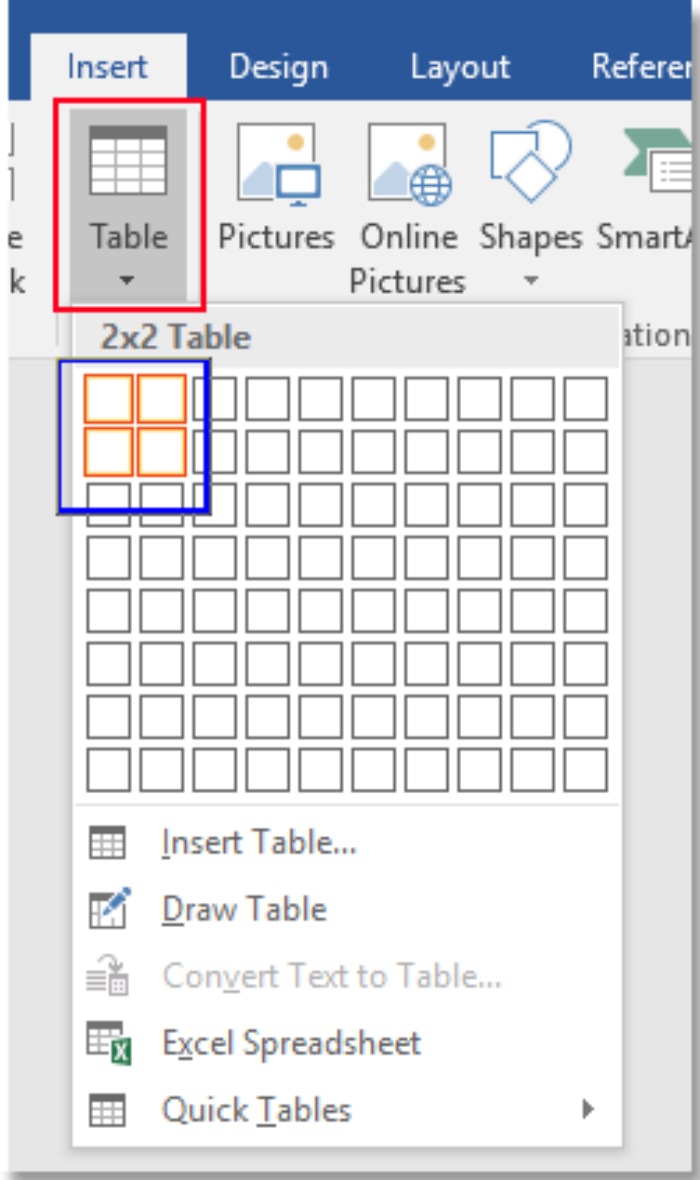 How to divide a page into 4 quarters in a Word document