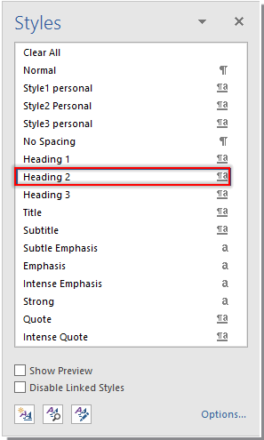 How to change all instances of heading 1 to heading 2 at once in Word document