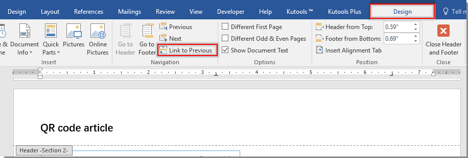 How to create multiple headers or footers in a Word document
