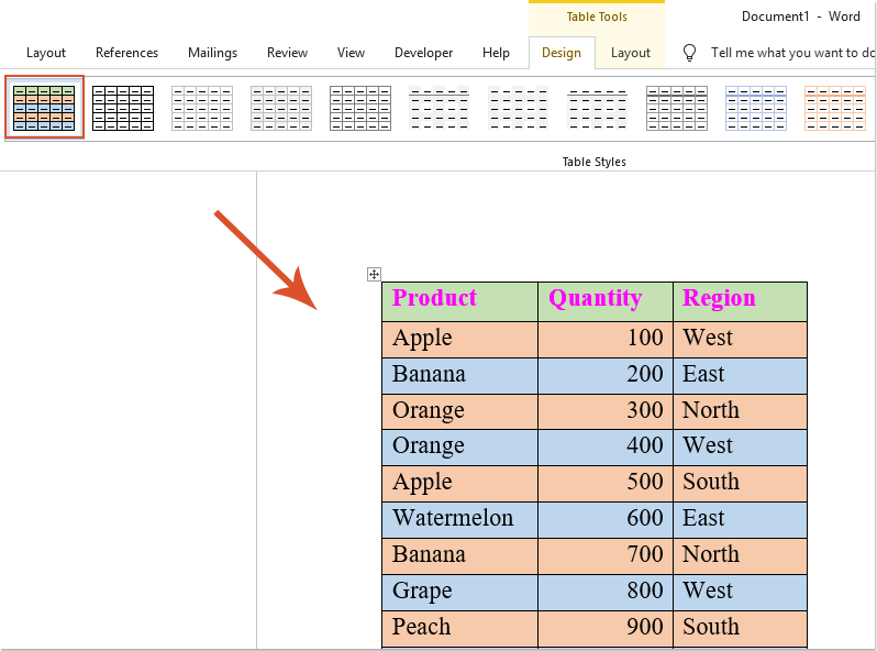 How to shade every other row or column in Word table