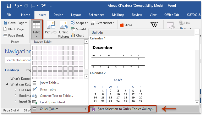 how to create a table in word with existing text