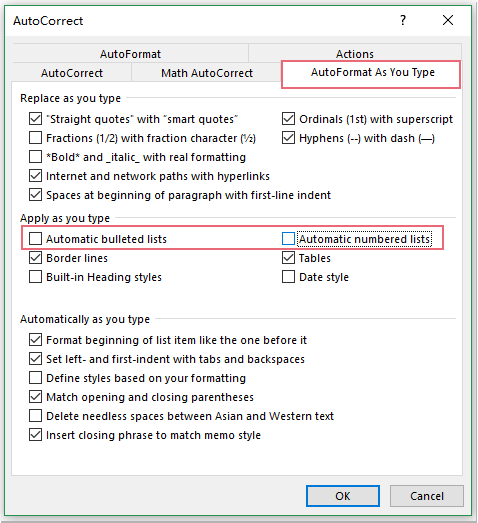How to Disable Auto Numbering in Word