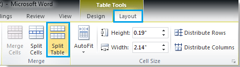 How to insert a line above a table at the top of the document