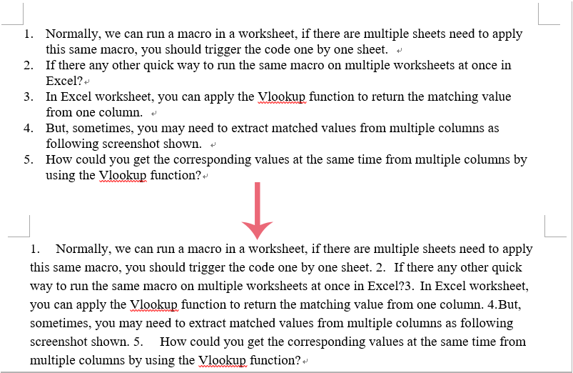 How to merge or combine multiple lines into a single paragraph in Word document