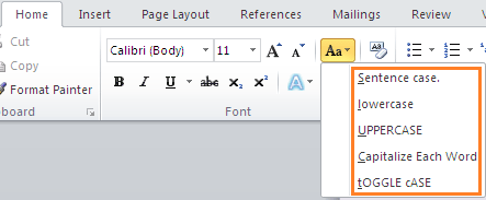 Change case to lower, upper, capital or other cases in Word