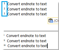 How to convert all endnotes to plain text in Word