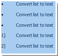 How to convert multiple numbering or bullet lists to plain text in Word
