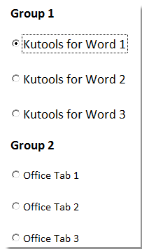 How to group radio buttons in Microsoft Word document