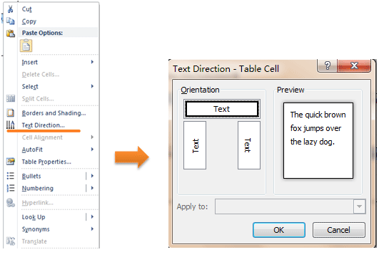 How to change text direction in word