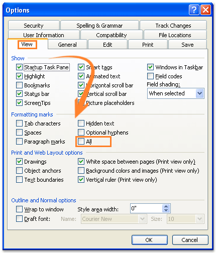 How to show or hide section breaks in Word