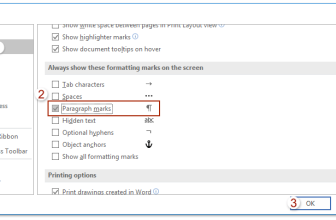 How to show or hide paragraph marks in Word?