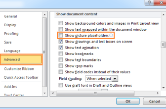 How to show or hide picture placeholders in Word?